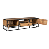 Tv-meubel Naturel Mangohout - 180 cm - Twee Deuren en Eén Lade
