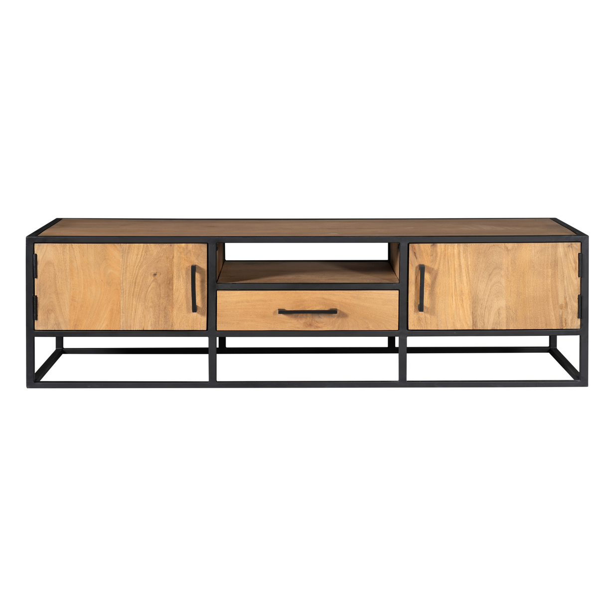 Tv-meubel Naturel Mangohout - 180 cm - Twee Deuren en Eén Lade