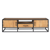 Tv-meubel Naturel Mangohout - 180 cm - Twee Deuren en Eén Lade
