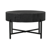 Salontafel - Rond Zwart Mangohout - 80 cm - Metalen Kruispoot Coffee Tables Starfurn