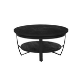 Salontafel - Rond - Zwart - Mangohout - Metaal - 70 cm