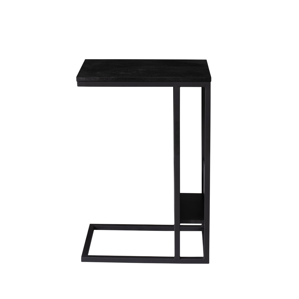 Slider Bijzettafel - Zwart Gezandstraald Mangohout - Metaal Frame