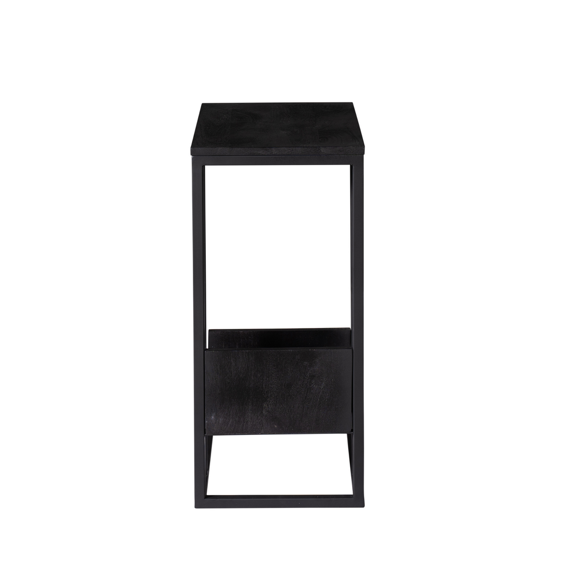 Slider Bijzettafel - Zwart Gezandstraald Mangohout - Metaal Frame