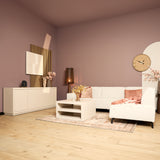 Vierkante Salontafel - Zand Mangohout - 80 cm - Modern Blokdesign met Dubbel Opbergvak