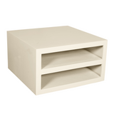 Vierkante Salontafel - Zand Mangohout - 80 cm - Modern Blokdesign met Dubbel Opbergvak