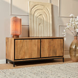 Tv-meubel - Naturel - Mangohout - 120 cm - 2 Deuren - Greeploos