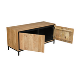 Tv-meubel - Naturel - Mangohout - 120 cm - 2 Deuren - Greeploos