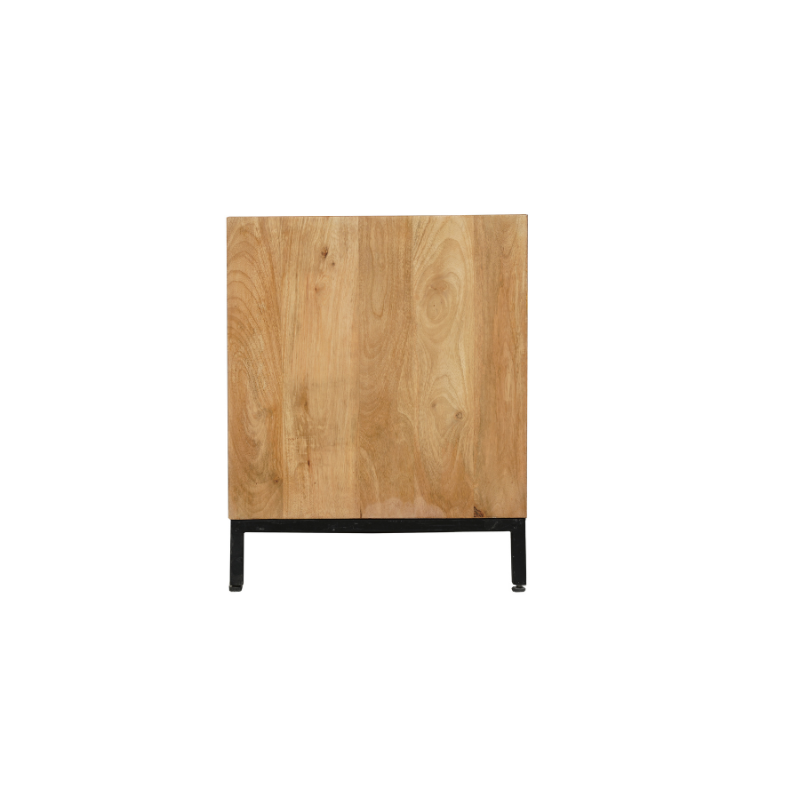 Tv-meubel - Naturel - Mangohout - 120 cm - 2 Deuren - Greeploos