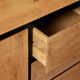 Dressoir Mangohout Natural - 210 cm - 3 Deuren & 3 Lades - Greeploos