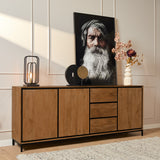 Dressoir Mangohout Natural - 210 cm - 3 Deuren & 3 Lades - Greeploos