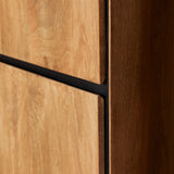 Opbergkast Naturel Mangohout - 60 cm - Twee Greeploze Deuren en Metalen Onderstel