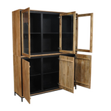 Vitrinekast Naturel Mangohout - 160 cm - Zes Greeploze Deuren en Industrieel Design