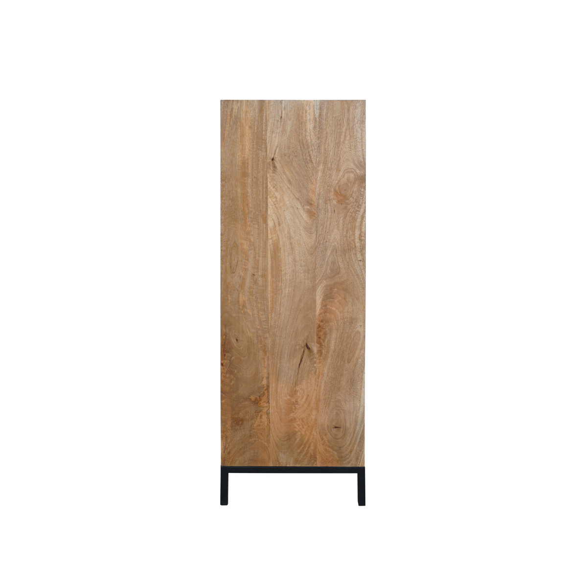 Boekenkast Naturel Mangohout - 60 cm - 220 cm Hoog - Inclusief Deur en Open Vakken