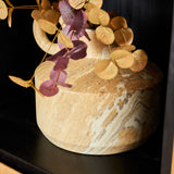 Boekenkast Naturel Mangohout - 60 cm - 220 cm Hoog - Inclusief Deur en Open Vakken