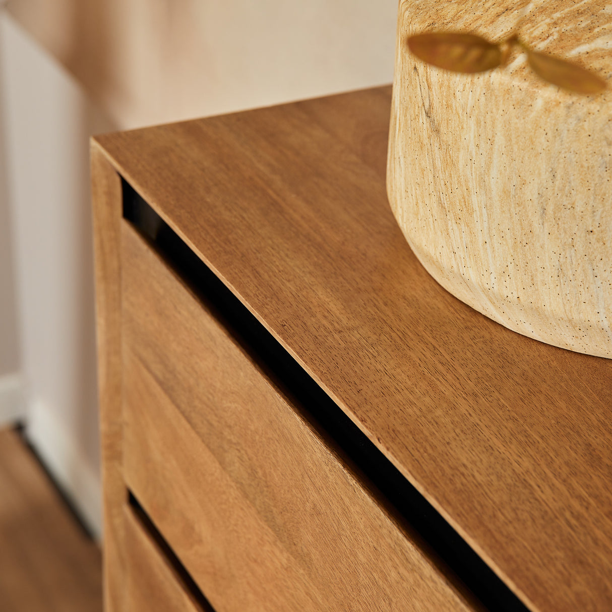 Ladekast Naturel Mangohout - 50 cm - 5 Greeploze Lades