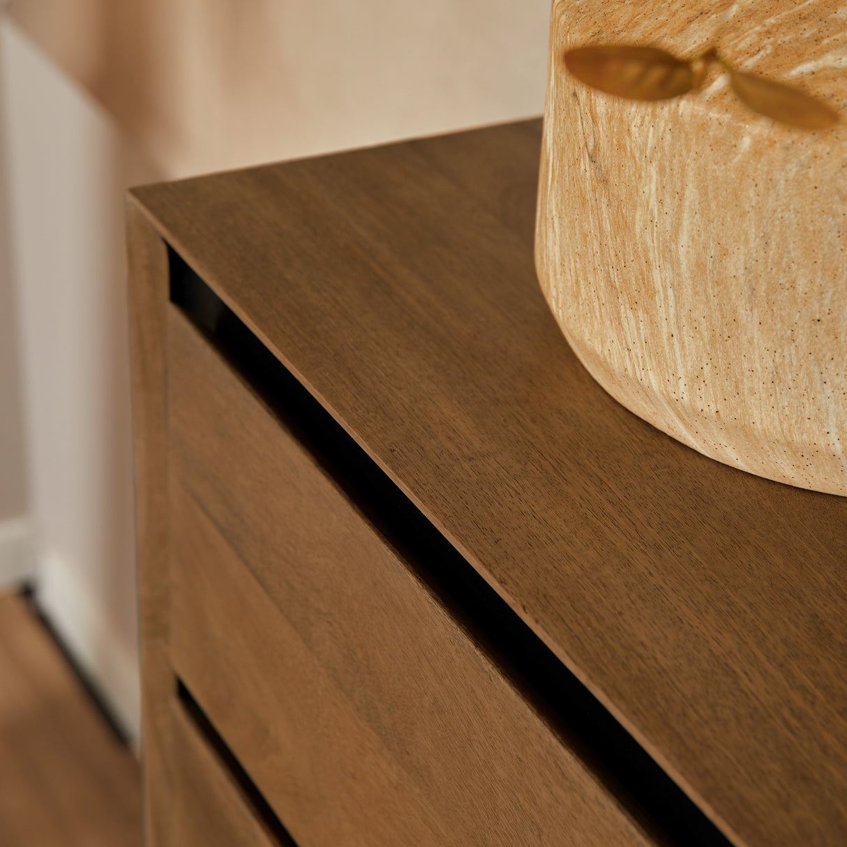 Ladekast Naturel Mangohout - 50 cm - 5 Greeploze Lades