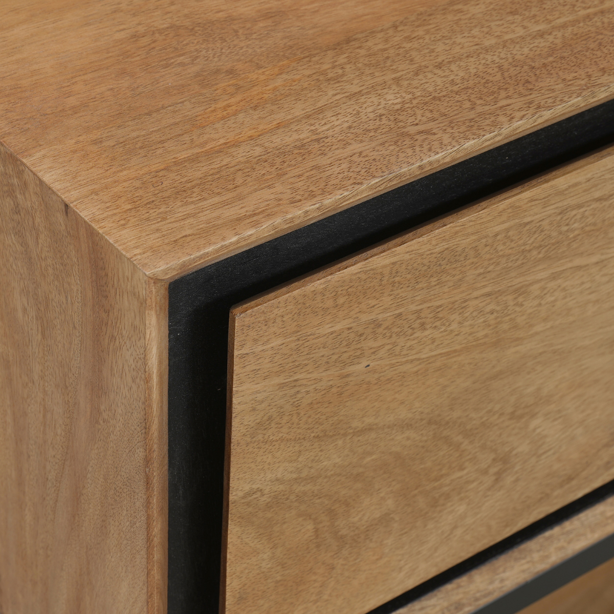 Sidetable Naturel Mangohout - 180 cm - 4 Greeploze Lades en Legplank