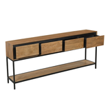 Sidetable Naturel Mangohout - 180 cm - 4 Greeploze Lades en Legplank
