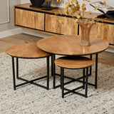Ronde Salontafel Naturel Mangohout - Set van 3 - 70 cm