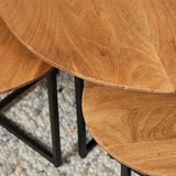 Ronde Salontafel Naturel Mangohout - Set van 3 - 70 cm