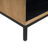 Vierkante Salontafel Naturel Mangohout - 80 cm - Inclusief Lades en Open Vak