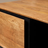Vierkante Salontafel Naturel Mangohout - 80 cm - Inclusief Lades en Open Vak