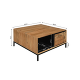 Vierkante Salontafel Naturel Mangohout - 80 cm - Inclusief Lades en Open Vak