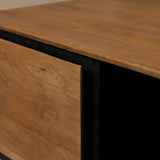 Vierkante Salontafel Naturel Mangohout - 80 cm - Inclusief Lades en Open Vak