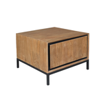 Bijzettafel Naturel Mangohout - 60 cm - Vierkant met Opbergvak