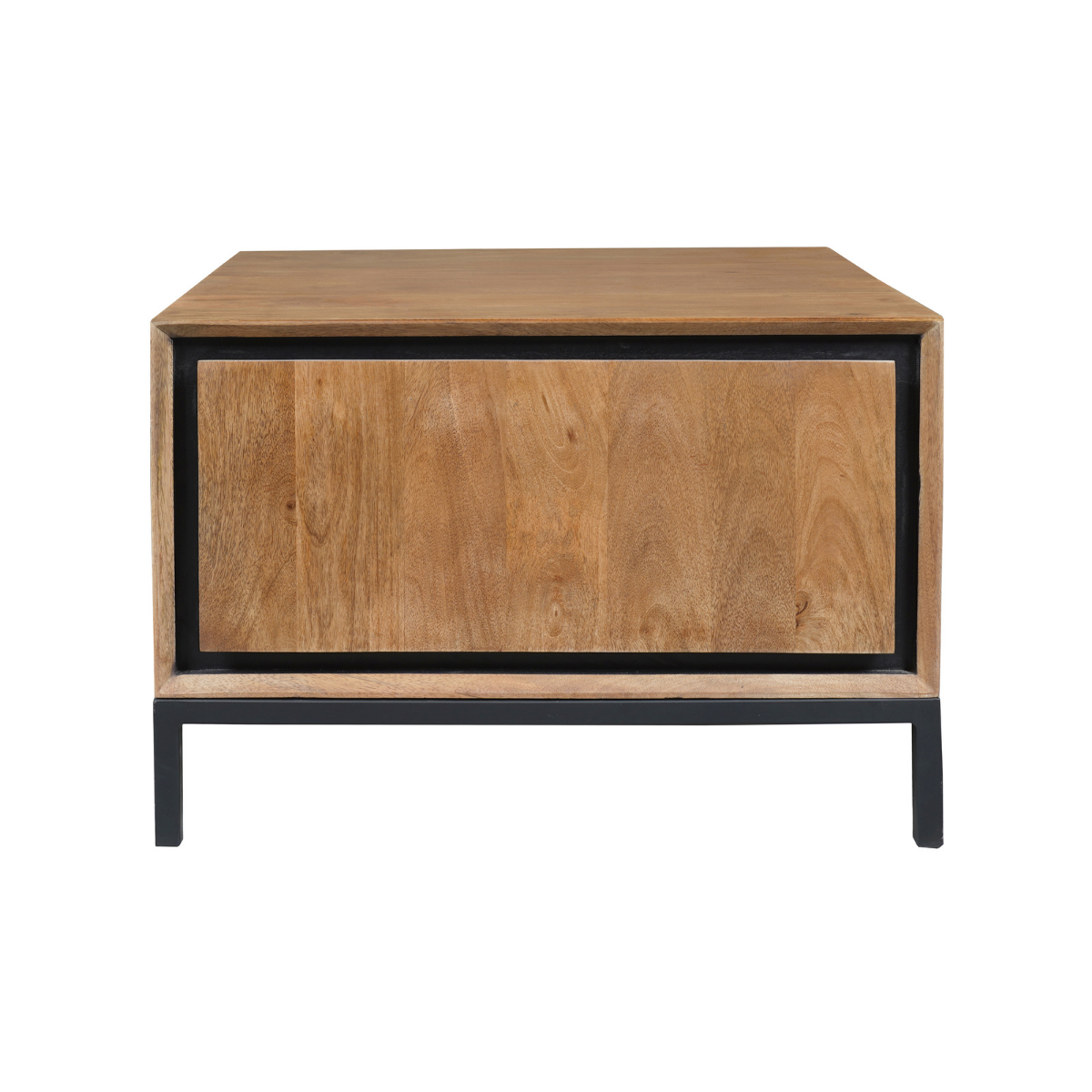 Bijzettafel Naturel Mangohout - 60 cm - Vierkant met Opbergvak
