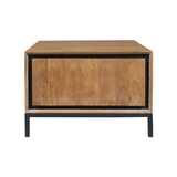 Bijzettafel Naturel Mangohout - 60 cm - Vierkant met Opbergvak