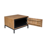 Bijzettafel Naturel Mangohout - 60 cm - Vierkant met Opbergvak