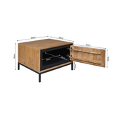 Bijzettafel Naturel Mangohout - 60 cm - Vierkant met Opbergvak