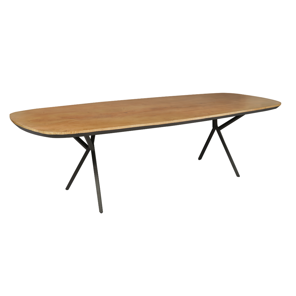 Eettafel - 200 cm - Naturel Mangohout - Zwarte Metalen U-poot