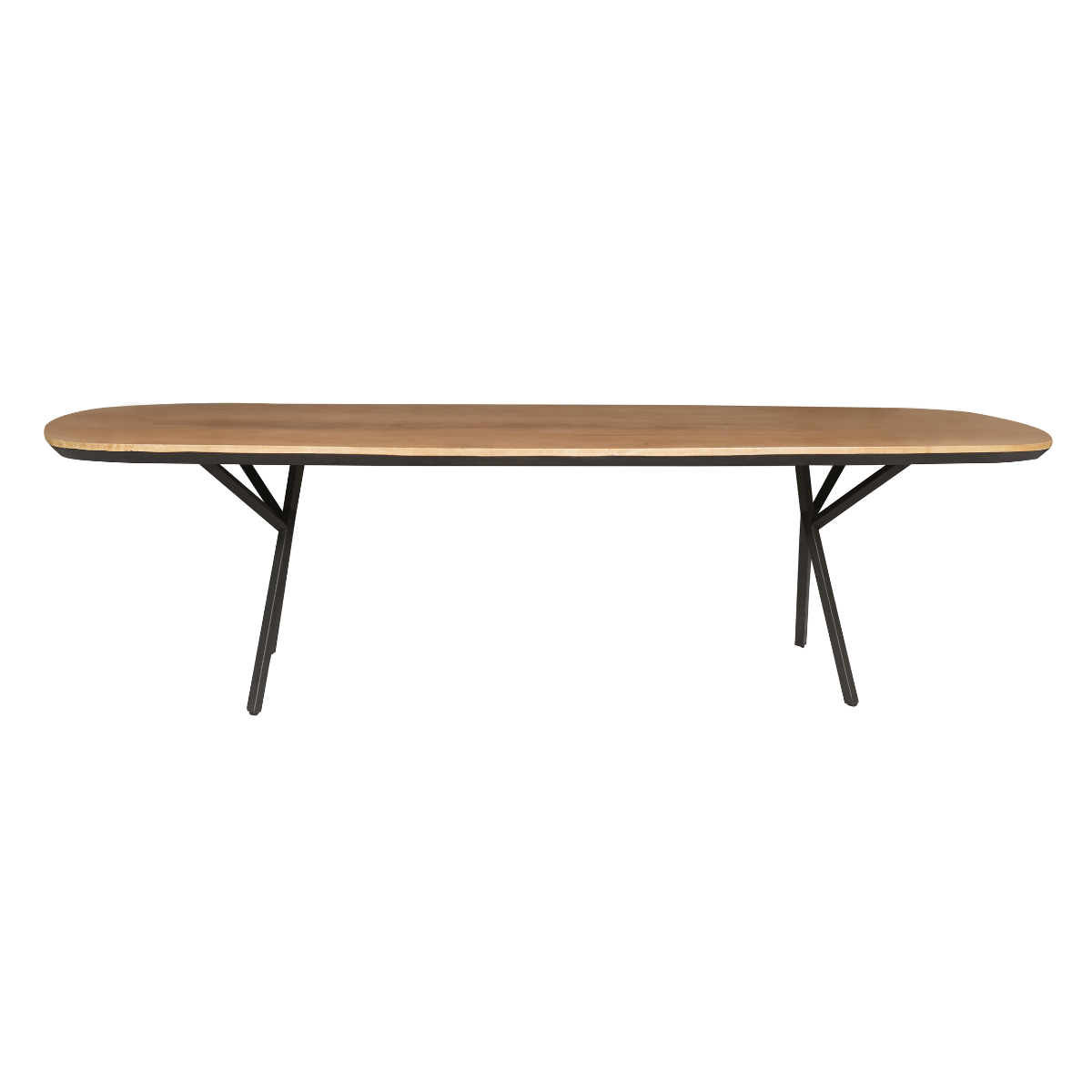 Eettafel - 200 cm - Naturel Mangohout - Zwarte Metalen U-poot