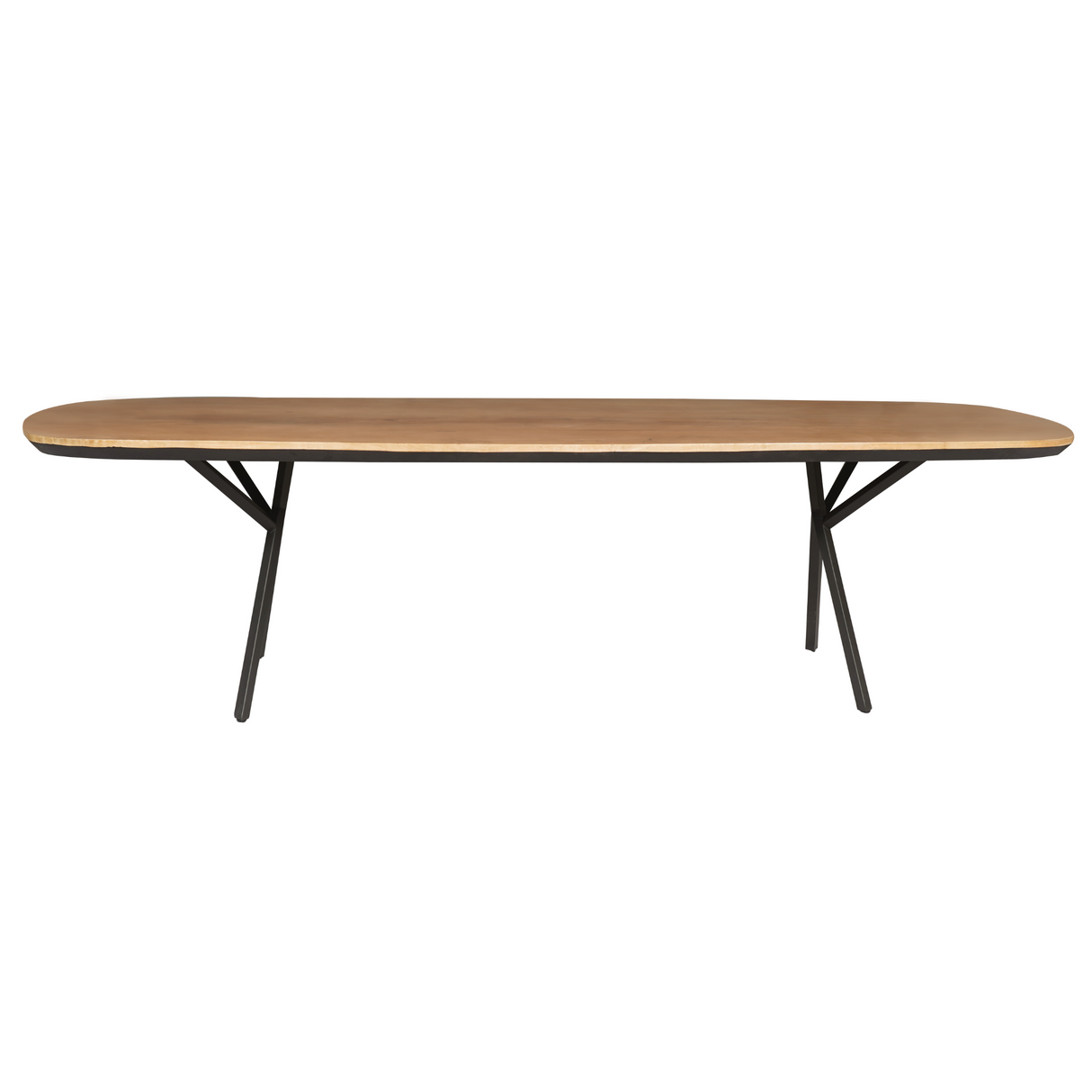Eettafel - 200 cm - Naturel Mangohout - Zwarte Metalen U-poot