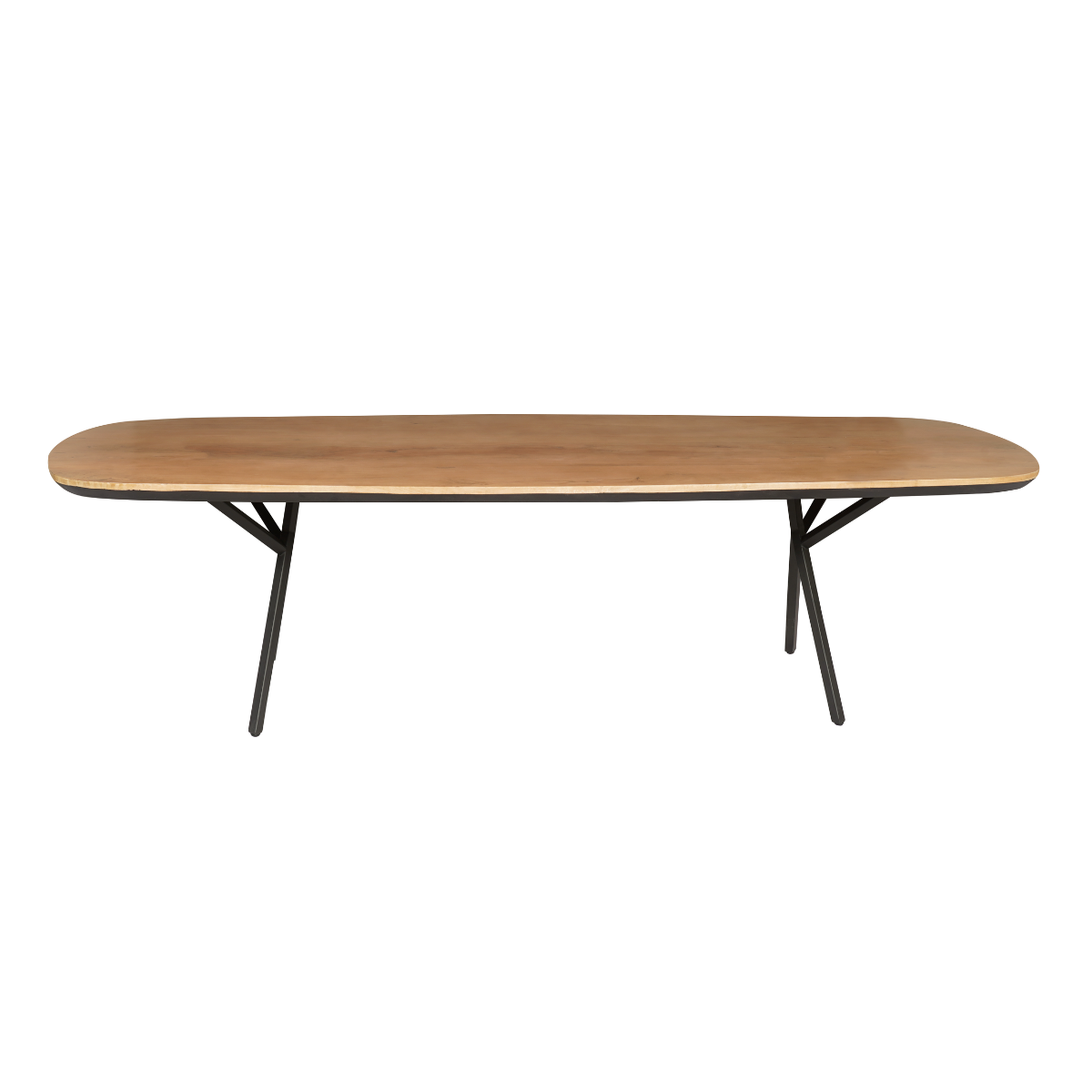 Eettafel - 160 cm - Naturel Mangohout - Verfijnd Zwart Onderstel