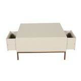Salontafel Vierkant - Zand Mangohout - 1 Open Vak & 2 Lades - 80 cm