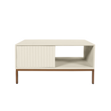 Salontafel Vierkant - Zand Mangohout - 1 Open Vak & 2 Lades - 80 cm