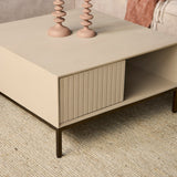 Salontafel Vierkant - Zand Mangohout - 1 Open Vak & 2 Lades - 80 cm