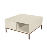 Salontafel Vierkant - Zand Mangohout - 1 Open Vak & 2 Lades - 80 cm