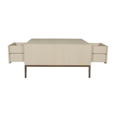 Salontafel Vierkant - Zand Mangohout - 1 Open Vak & 2 Lades - 80 cm