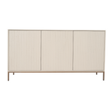Dressoir - Zand Mangohout - 3 Deuren met Lattenpatroon - 165 cm