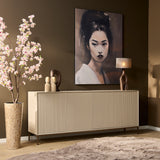 Dressoir - Zand Mangohout - 4 Deuren met Lattenpatroon - 210 cm
