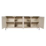 Dressoir - Zand Mangohout - 4 Deuren met Lattenpatroon - 210 cm