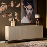 Dressoir - Zand Mangohout - 4 Deuren met Lattenpatroon - 210 cm