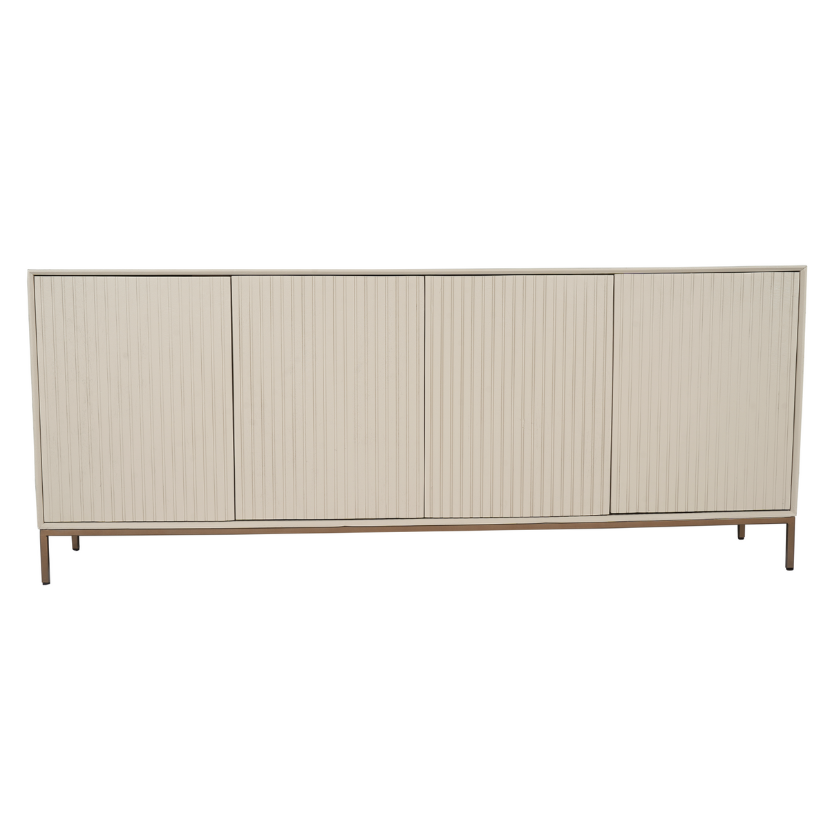 Dressoir - Zand Mangohout - 4 Deuren met Lattenpatroon - 210 cm
