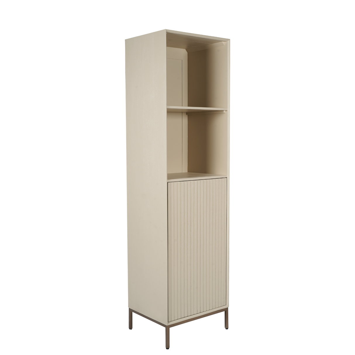 Boekenkast - Zand Mangohout - 1 Deur & 2 Vakken - 55 cm
