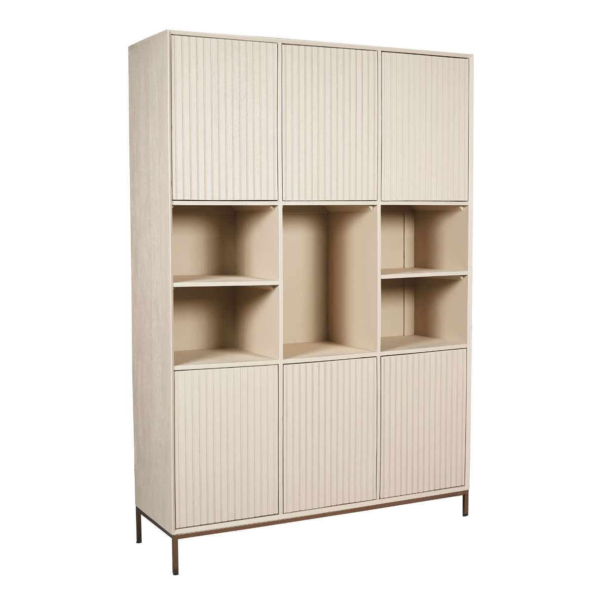 Vakkenkast XL - Zand Mangohout - 6 Deuren & 5 Vakken - 135 cm