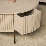 Salontafel Rond - Zand Mangohout - Modern Design met Lades - 80 cm